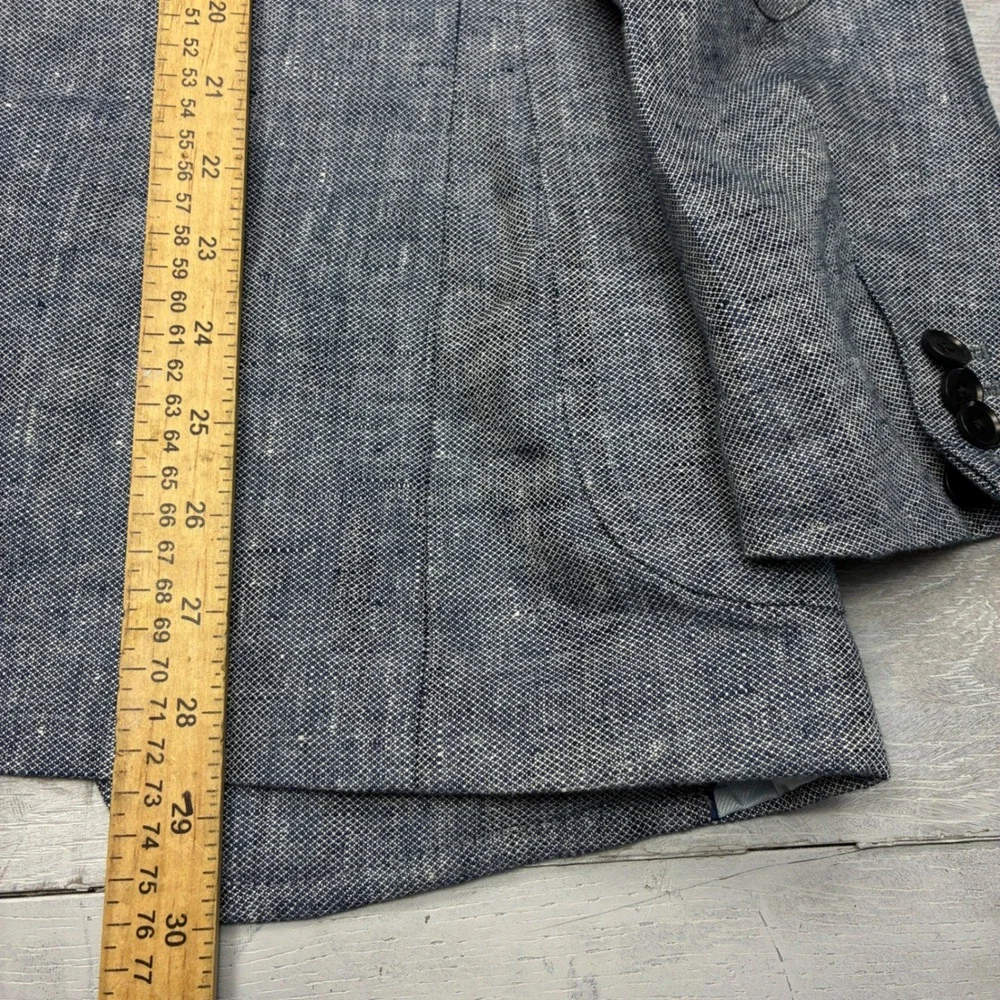 Banana Republic Blazer Mens 38S Blue Linen Tailored Fit Sport Coat 402018-00